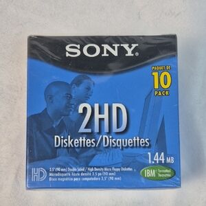 Sony 2HD Diskettes 1.44 MB - Pack of 10 - New Old Stock